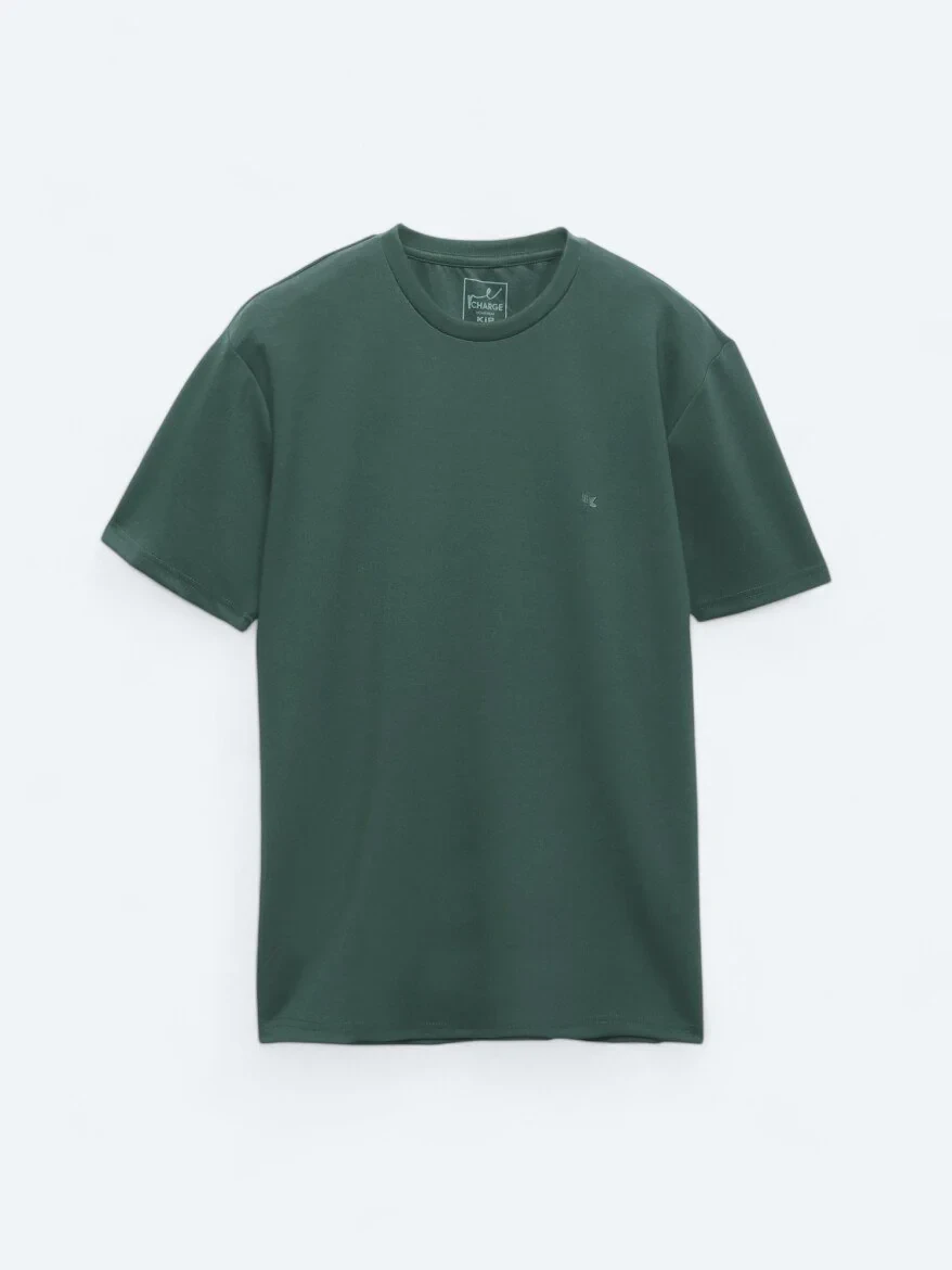 Green Plain Crew Neck T-Shirt - 6