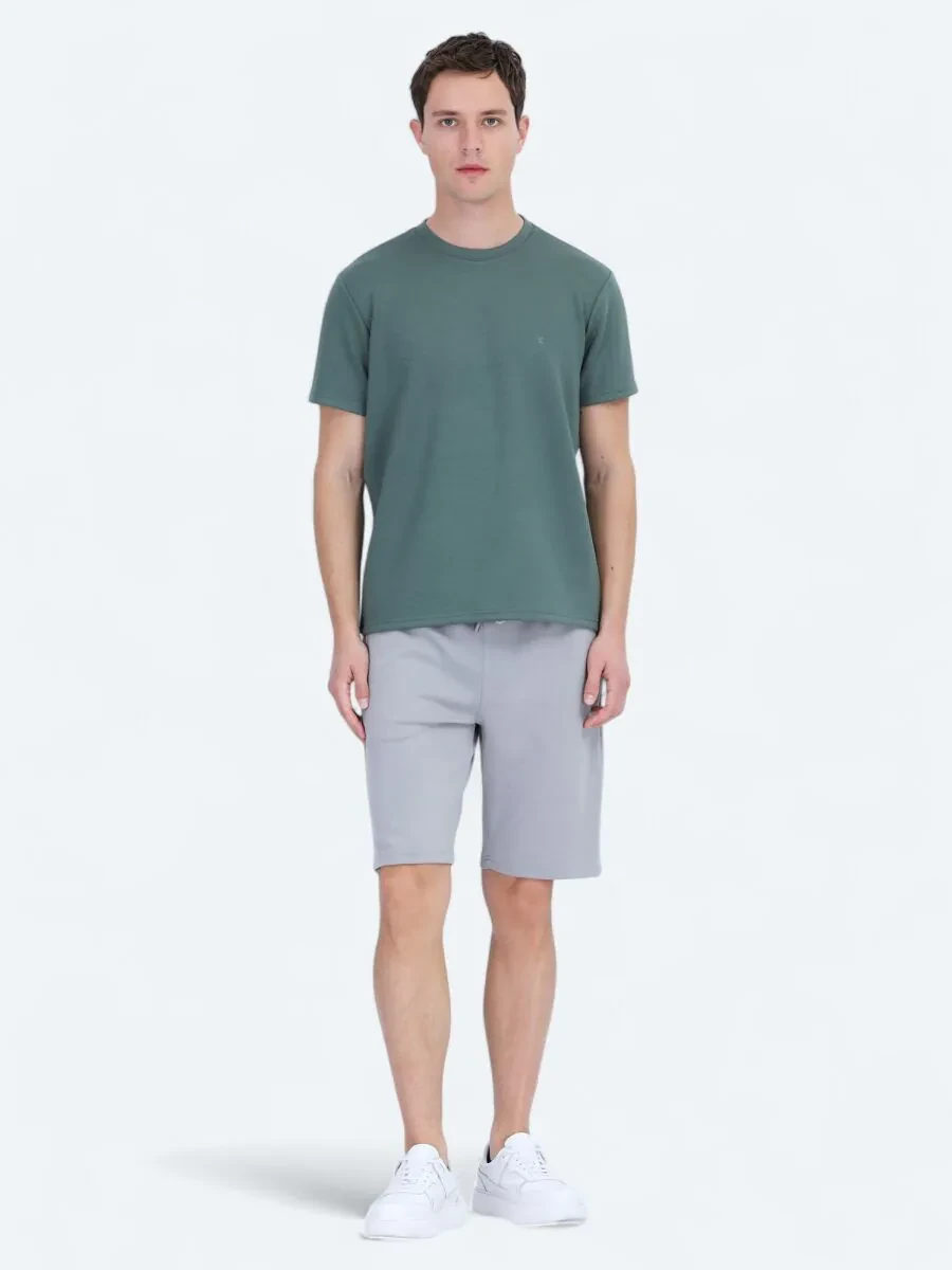 Green Plain Crew Neck T-Shirt - 2
