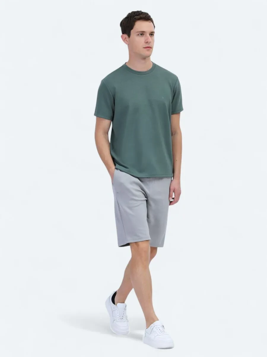 Green Plain Crew Neck T-Shirt - 3