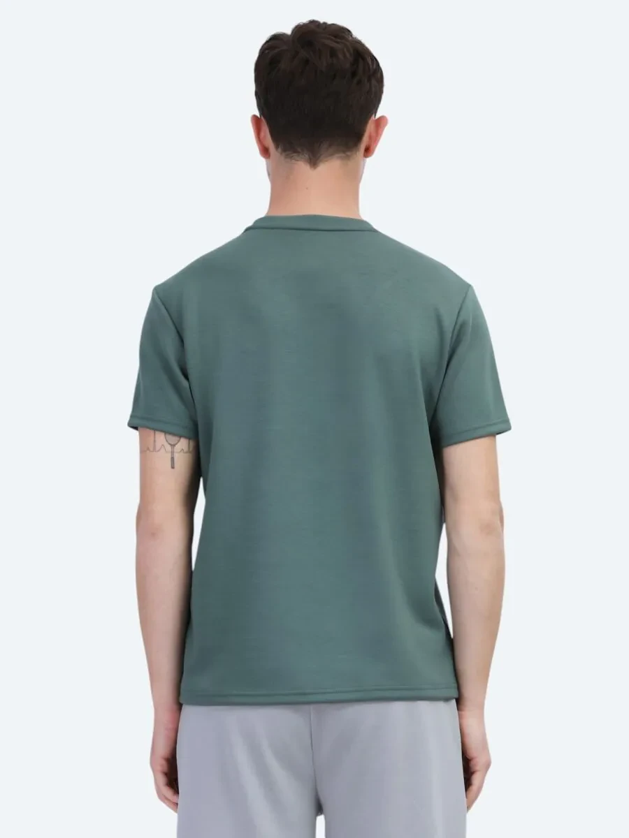 Green Plain Crew Neck T-Shirt - 5