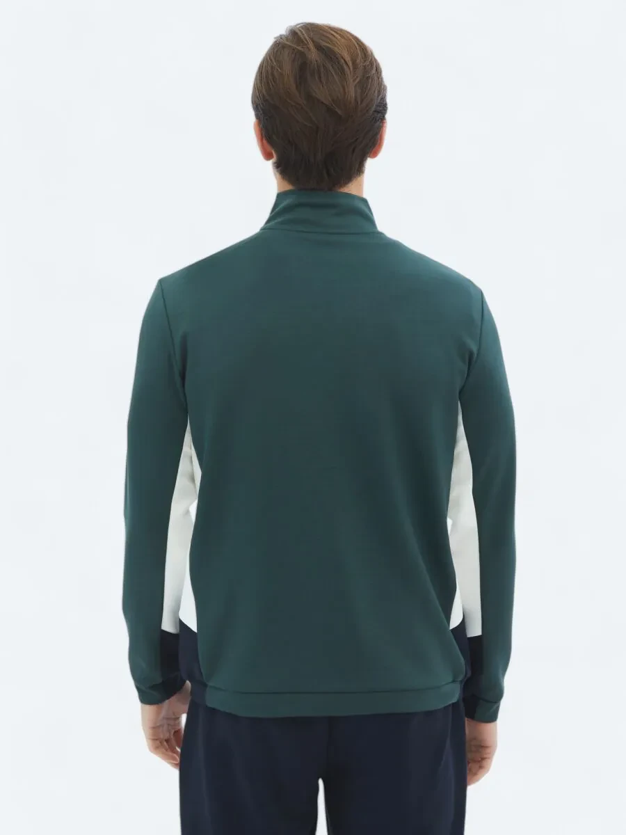 Green Turtleneck Plain Sweatshirt - 7