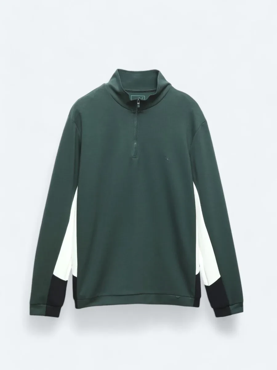 Green Turtleneck Plain Sweatshirt - 8