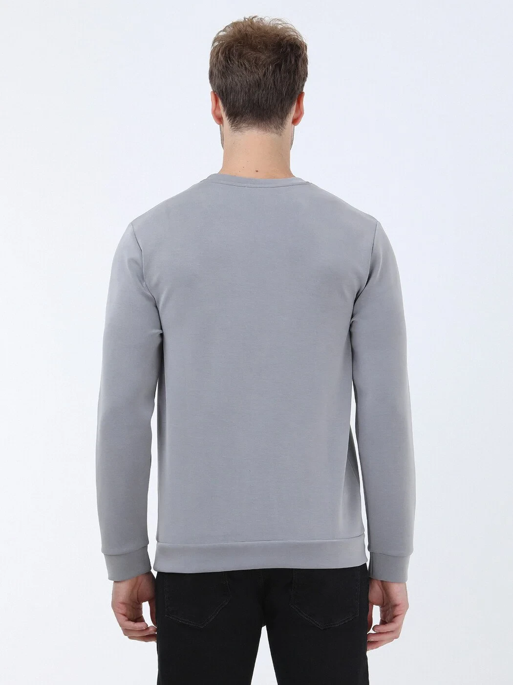 Grey Crew Neck Printed Sweatshirt - 4