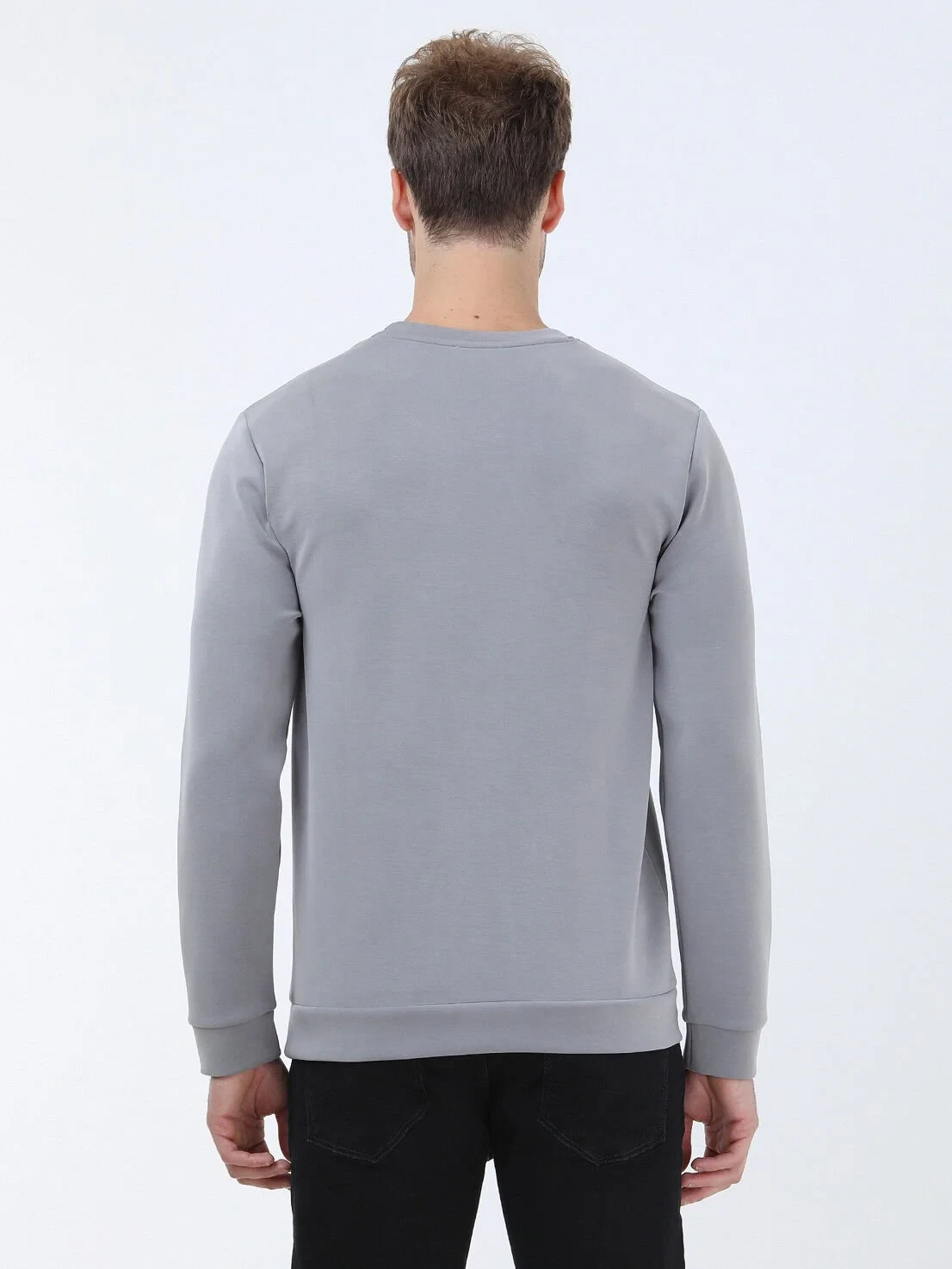 Grey Crew Neck Printed Sweatshirt - 4