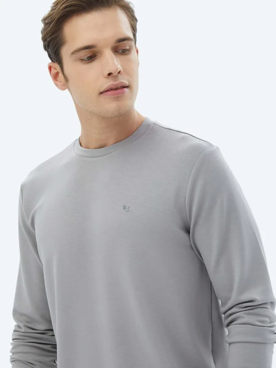 Grey Crew Neck Printed Sweatshirt - 3