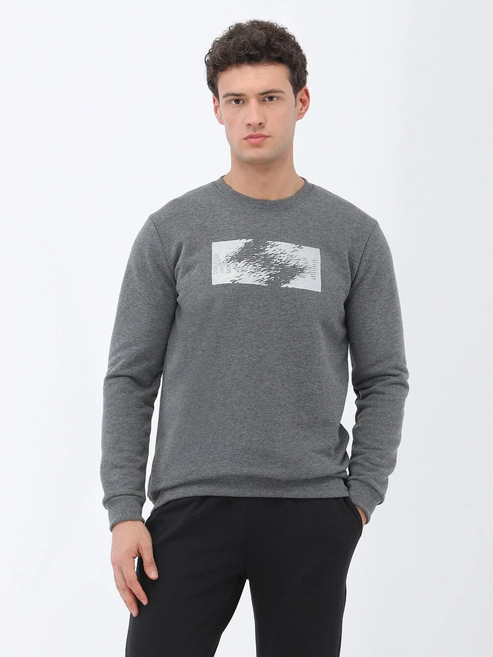 Grey Crew Neck Sweatshirt - 1
