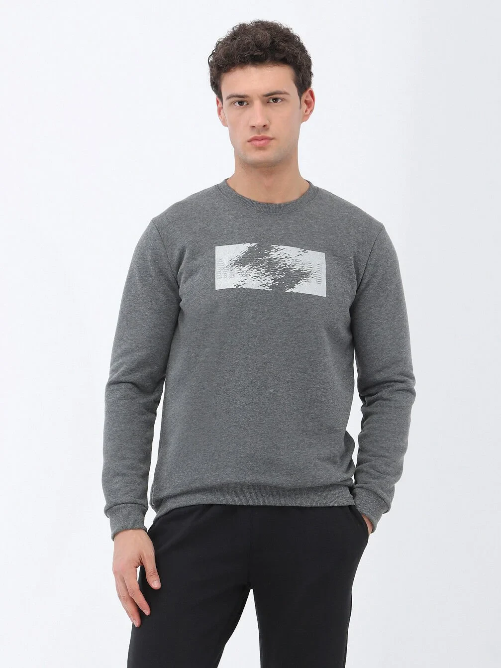 Grey Crew Neck Sweatshirt - 1