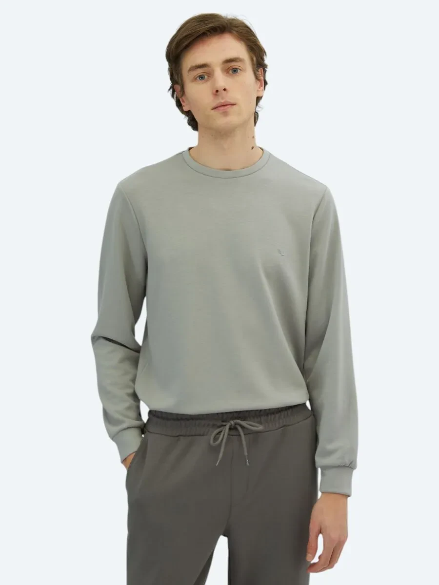 Grey Crew Neck Sweatshirt - 1