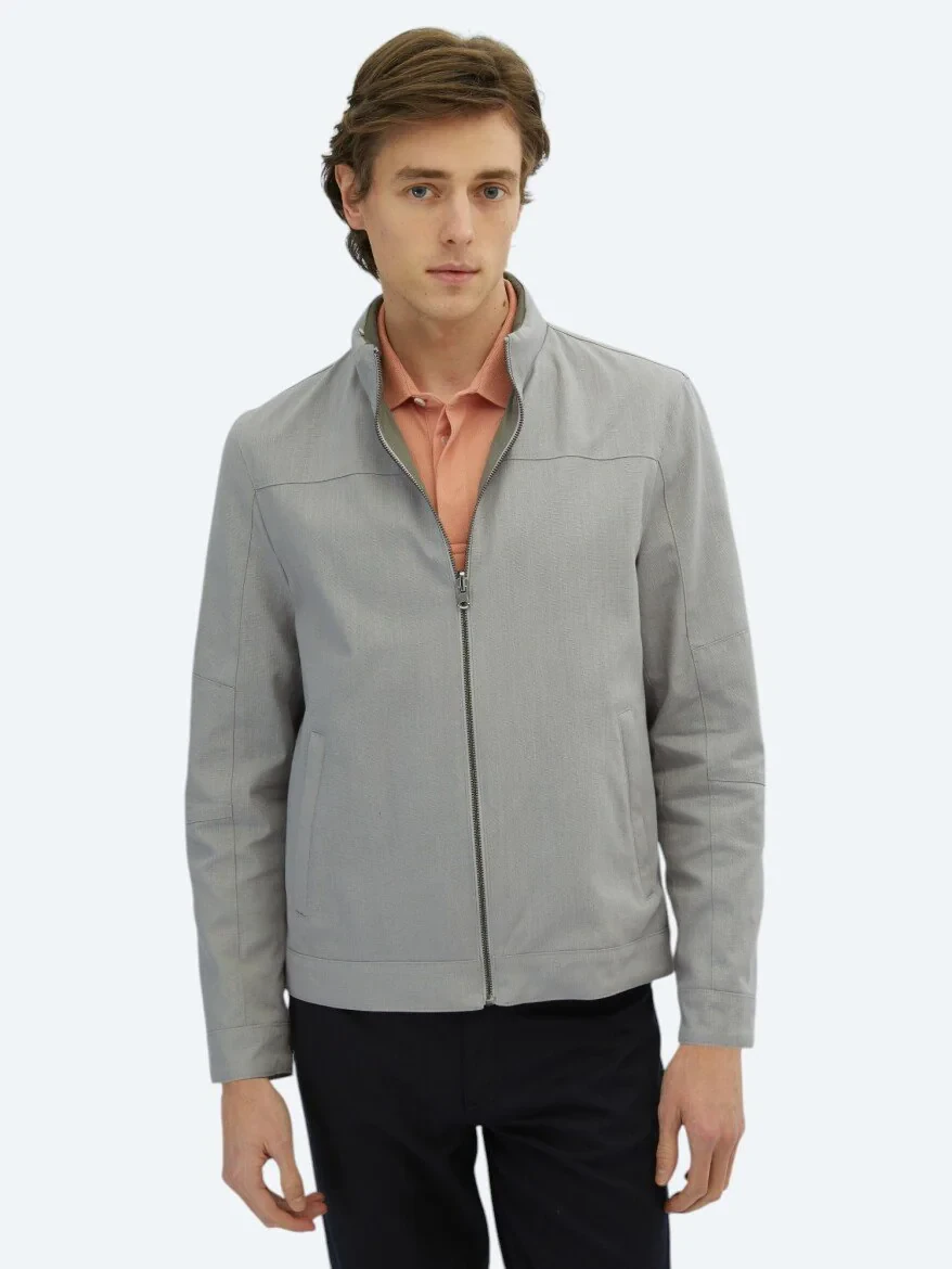 Grey Double-Sided Weaving Coat - 1