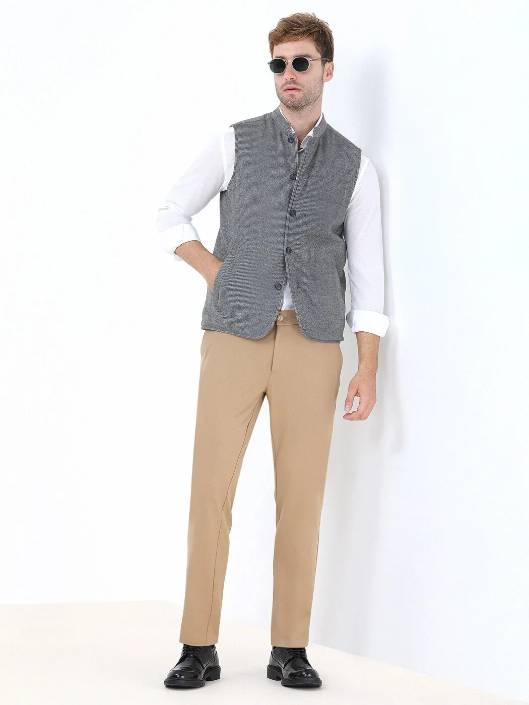 Grey Double-Sided Weaving Puffer Vest - 3