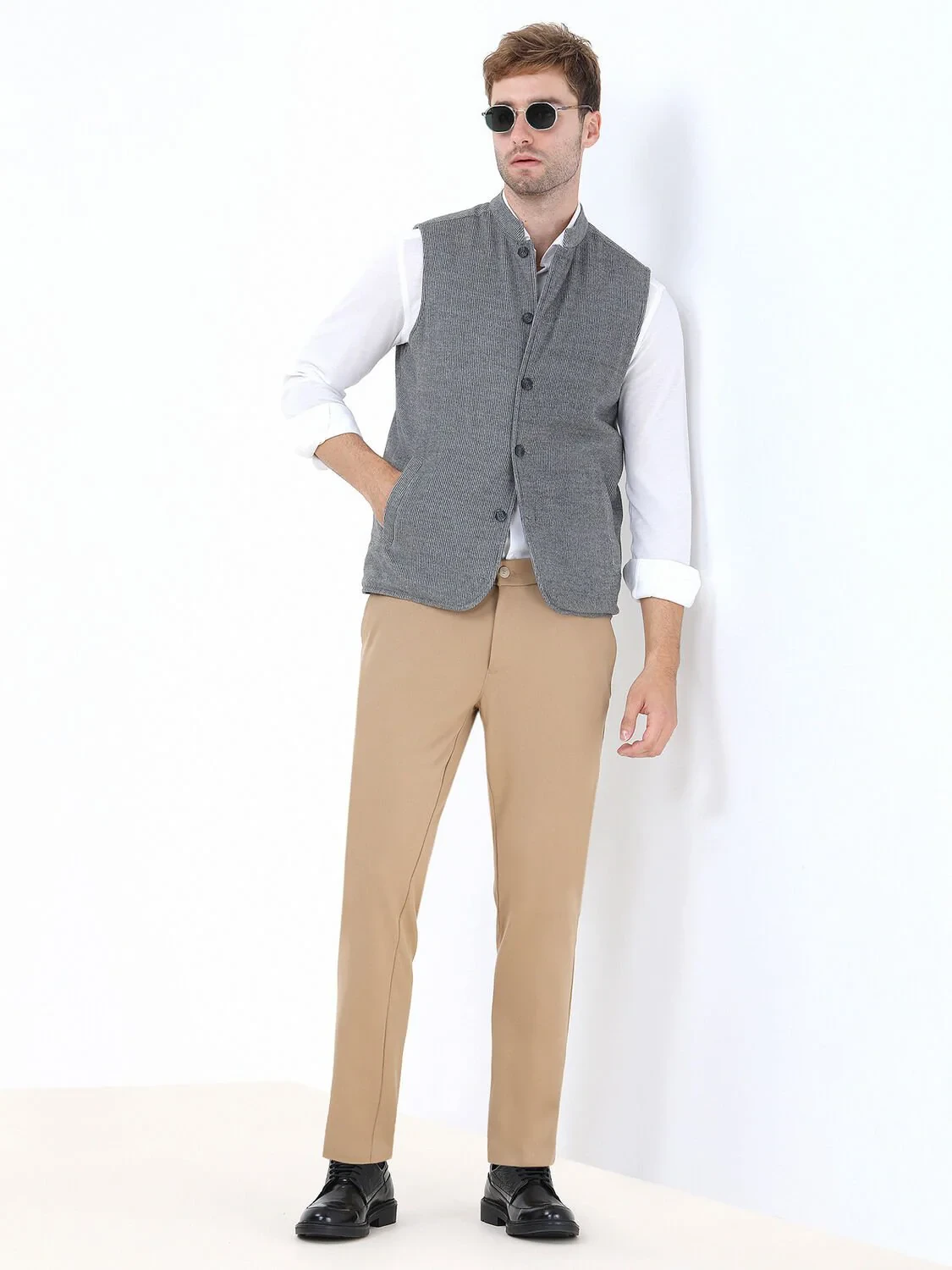 Grey Double-Sided Weaving Puffer Vest - 3