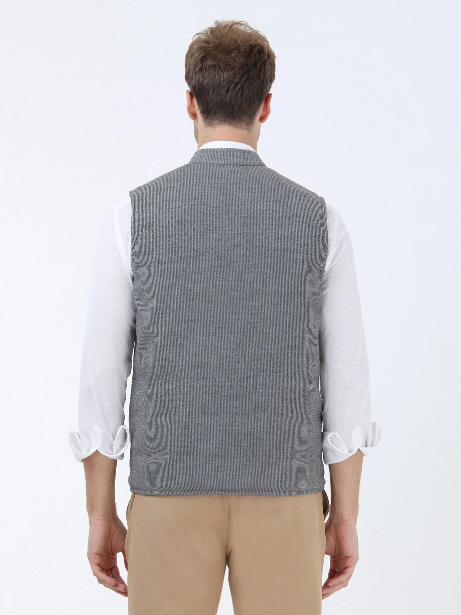 Grey Double-Sided Weaving Puffer Vest - 7