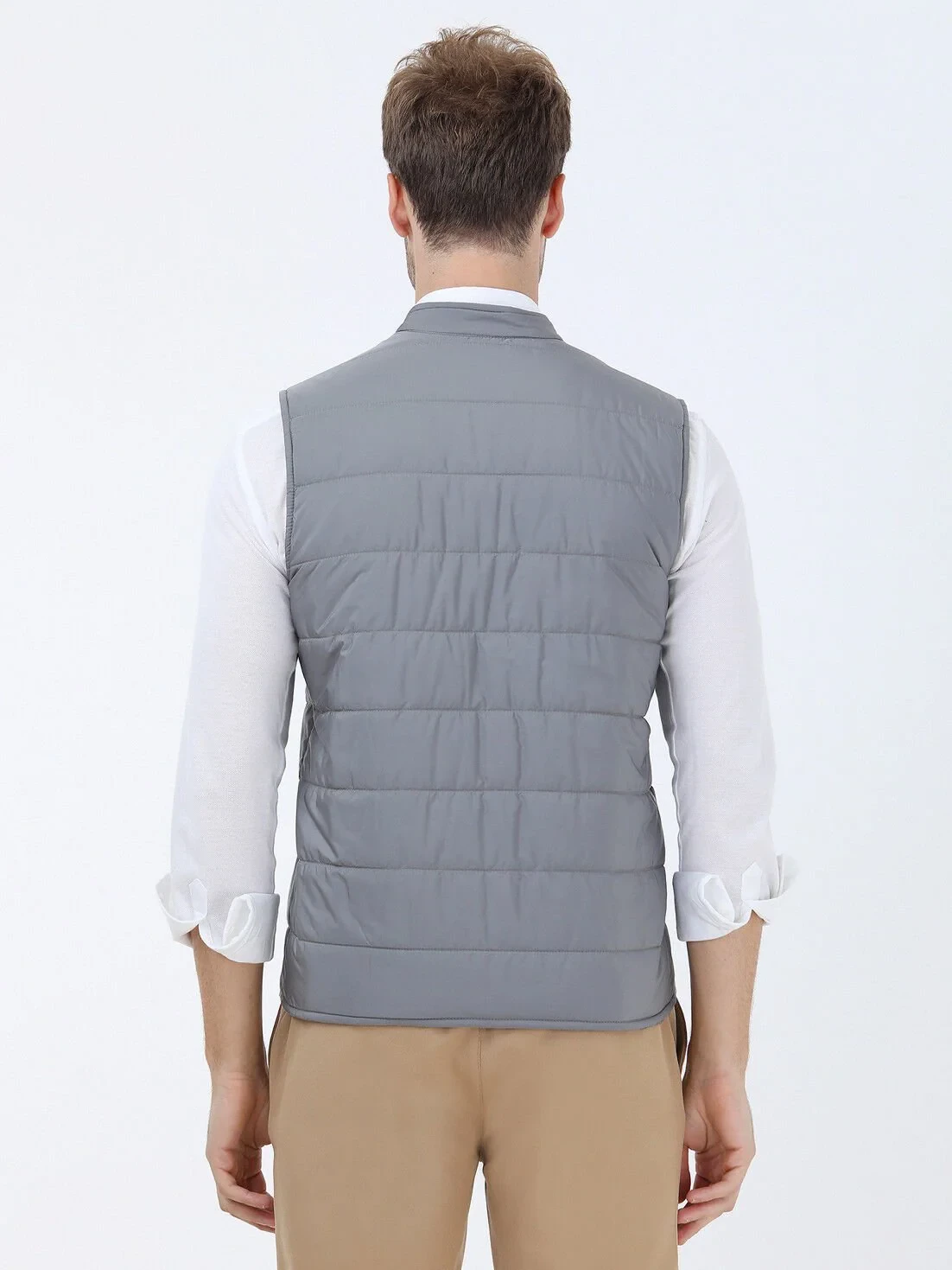 Grey Double-Sided Weaving Puffer Vest - 8