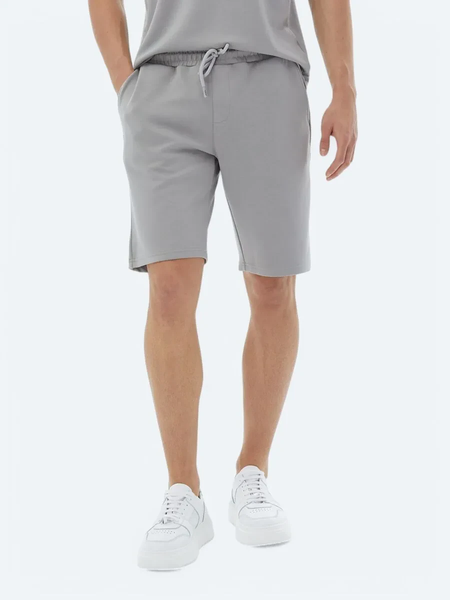 Grey Knitting Jogging Fit Casual Bermuda - 2