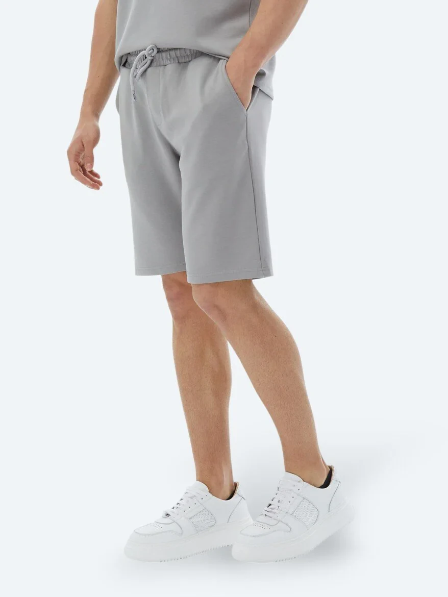 Grey Knitting Jogging Fit Casual Bermuda - 3