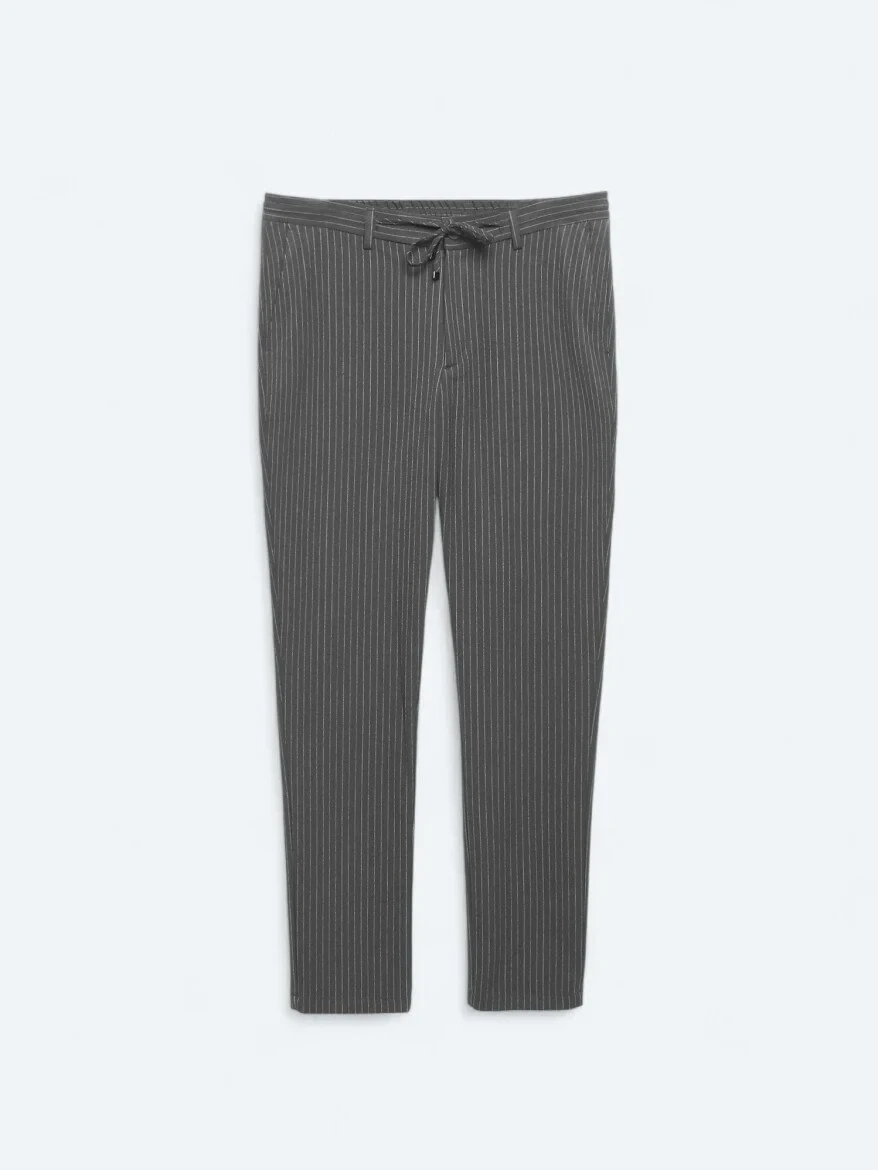 Grey Knitting Jogging Fit Casual Trousers - 5