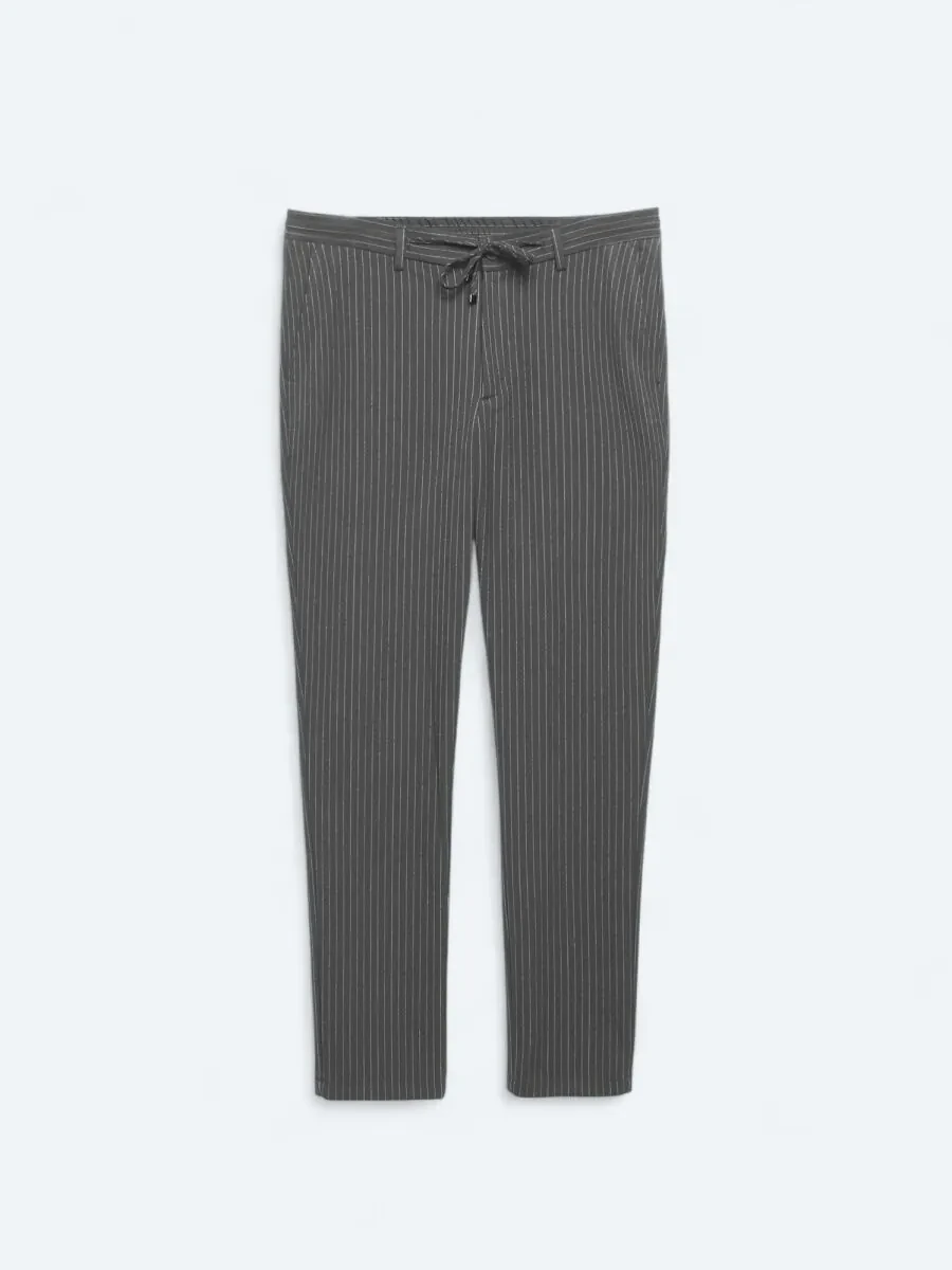 Grey Knitting Jogging Fit Casual Trousers - 5