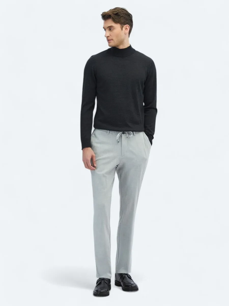 Grey Knitting Jogging Fit Casual Trousers - 1