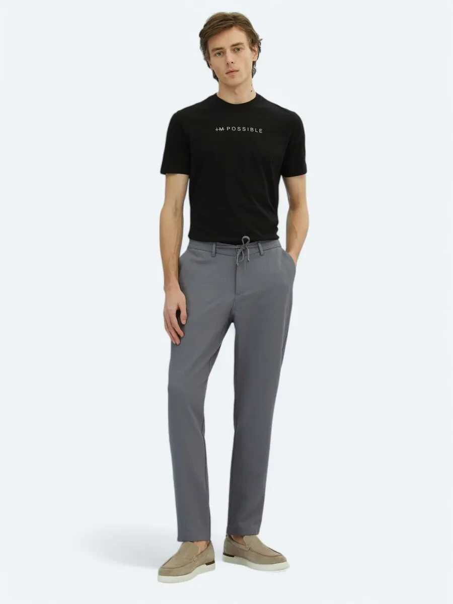 Grey Knitting Jogging Fit Casual Trousers - 1