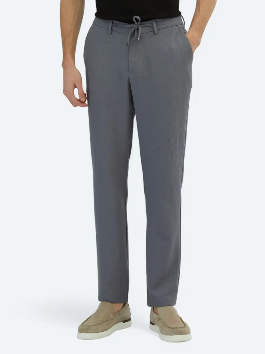 Grey Knitting Jogging Fit Casual Trousers - 2