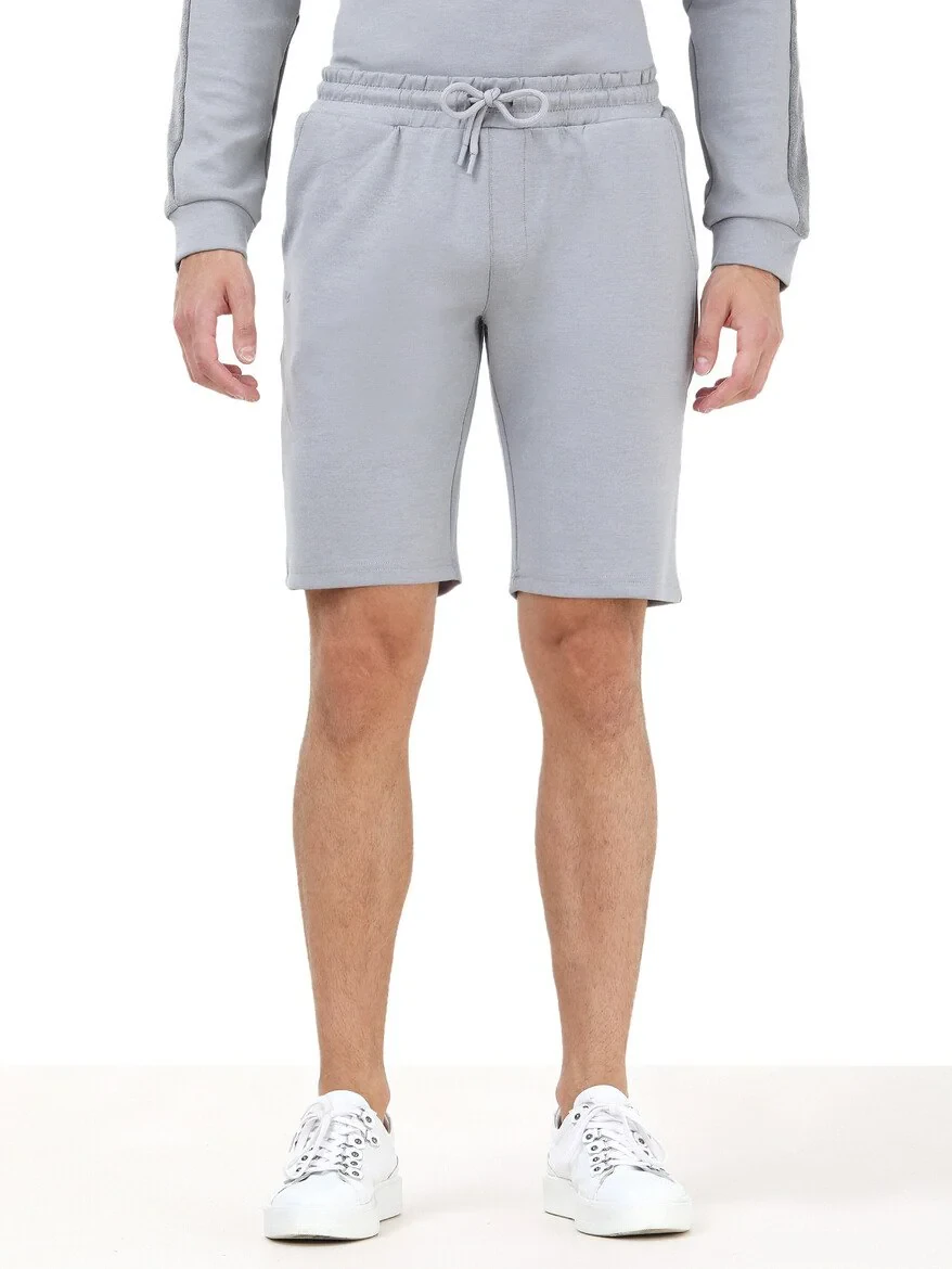 Grey Knitting Jogging Fit Sport Bermuda - 1