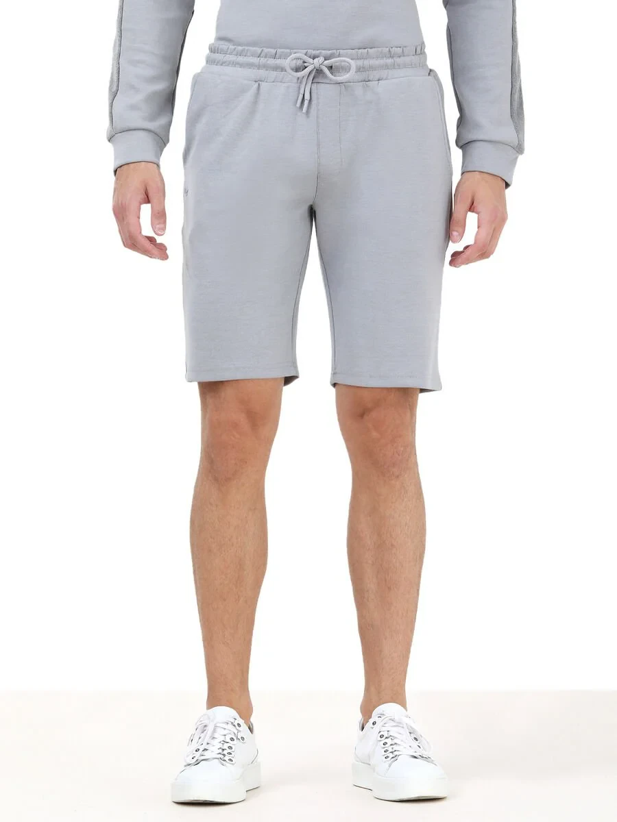 Grey Knitting Jogging Fit Sport Bermuda - 1