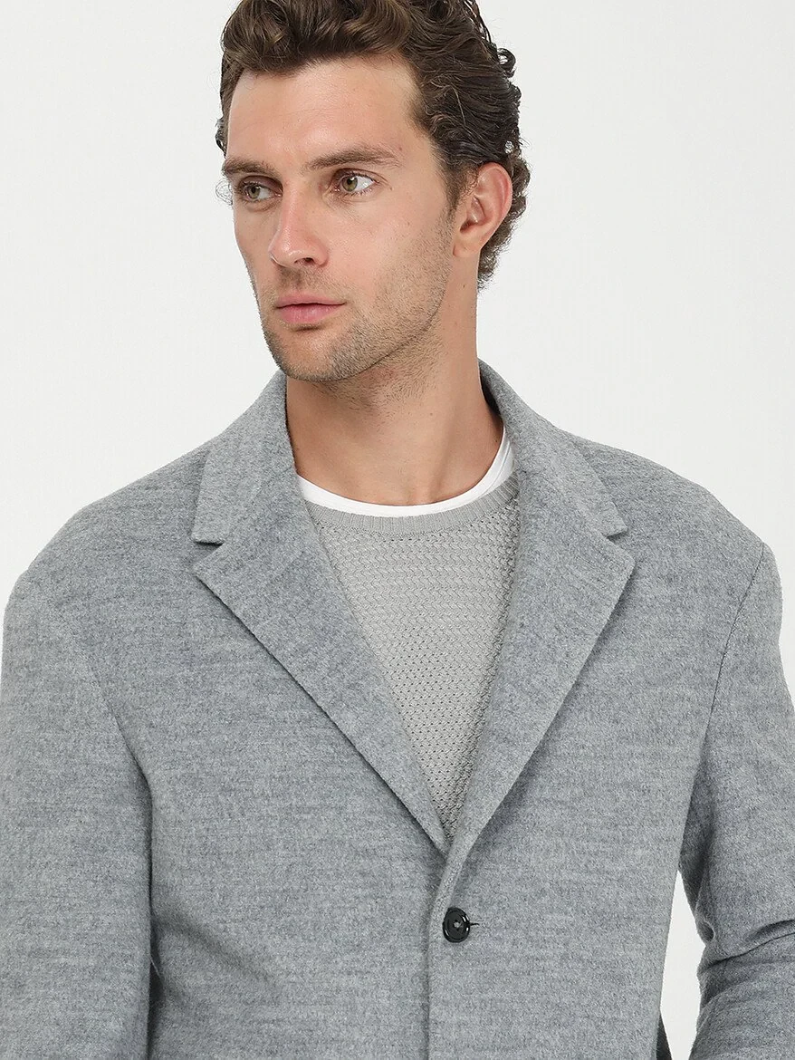 Grey Knitting Overcoat - 2