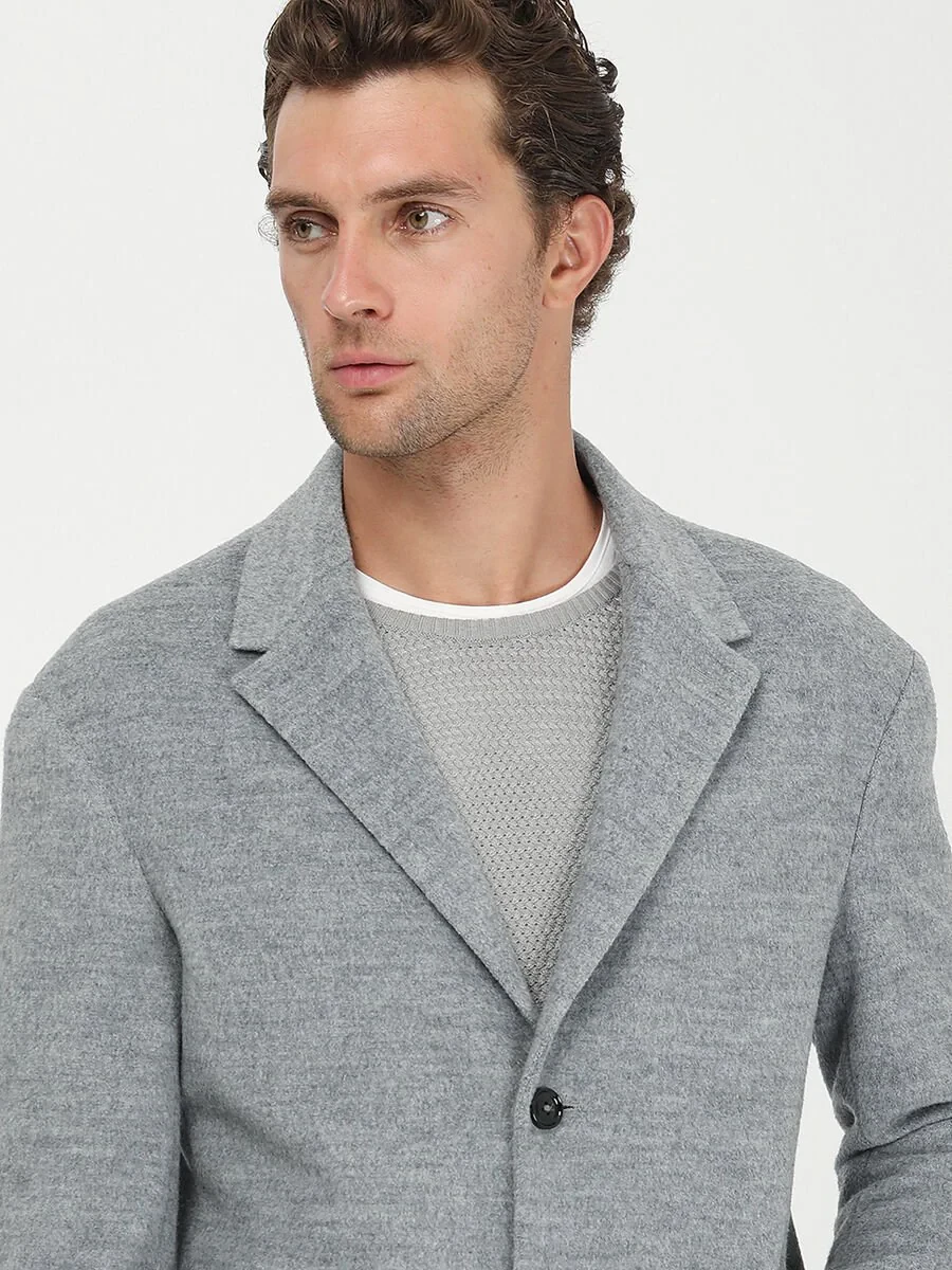 Grey Knitting Overcoat - 2