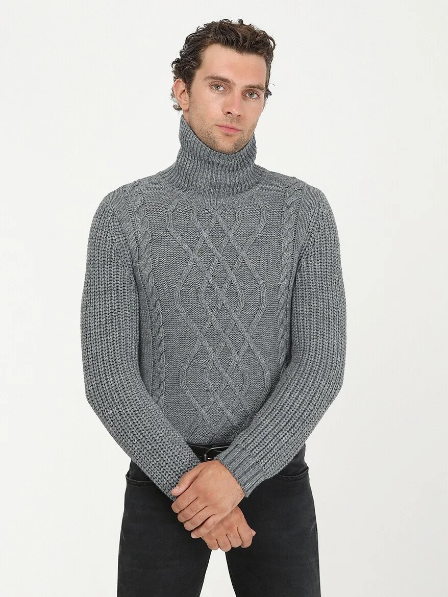 Grey Knitwear Sweatshirt - 1