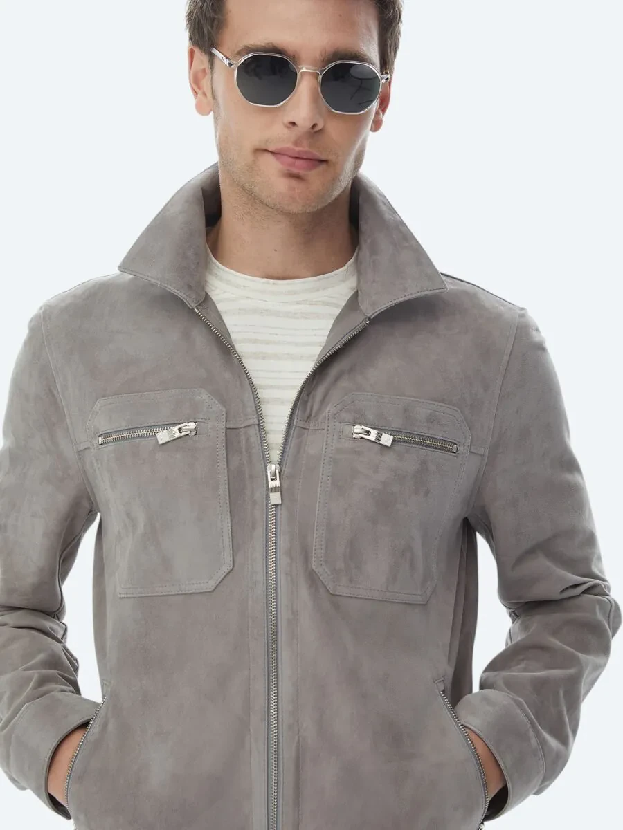 Grey Leather Coat - 2