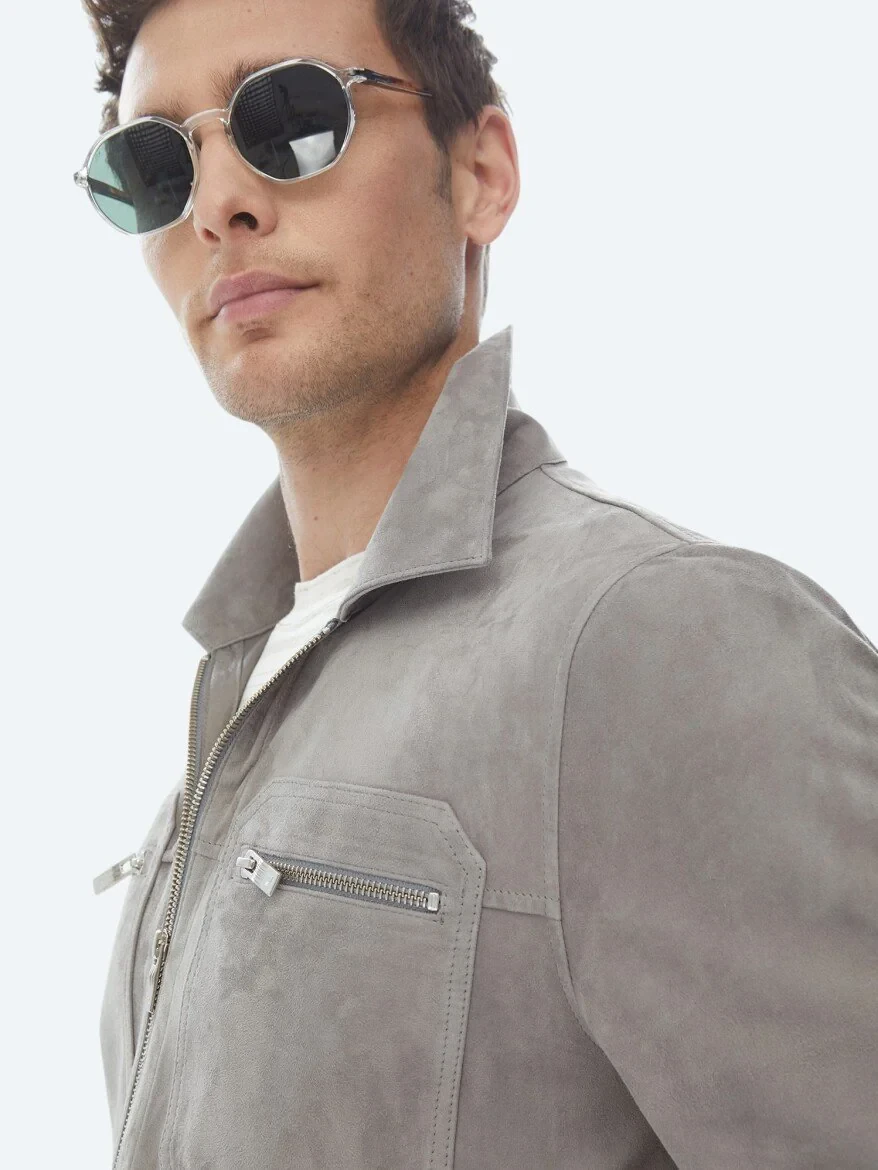 Grey Leather Coat - 3