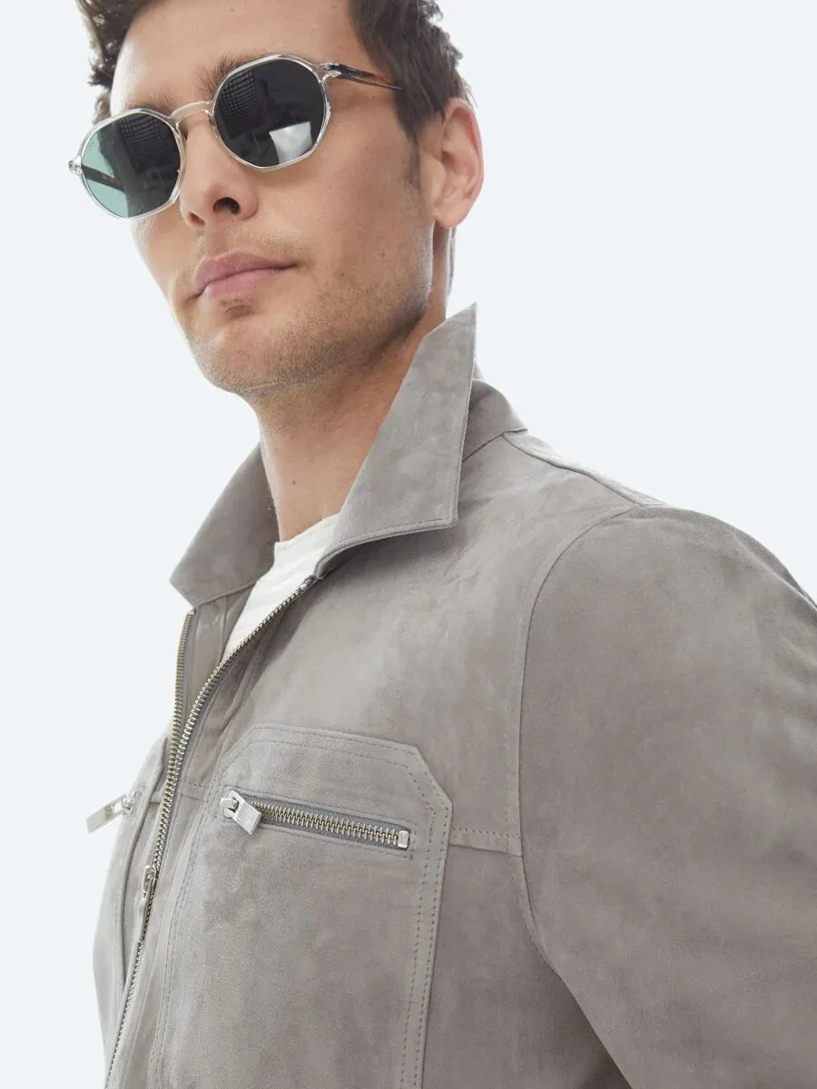 Grey Leather Coat - 3