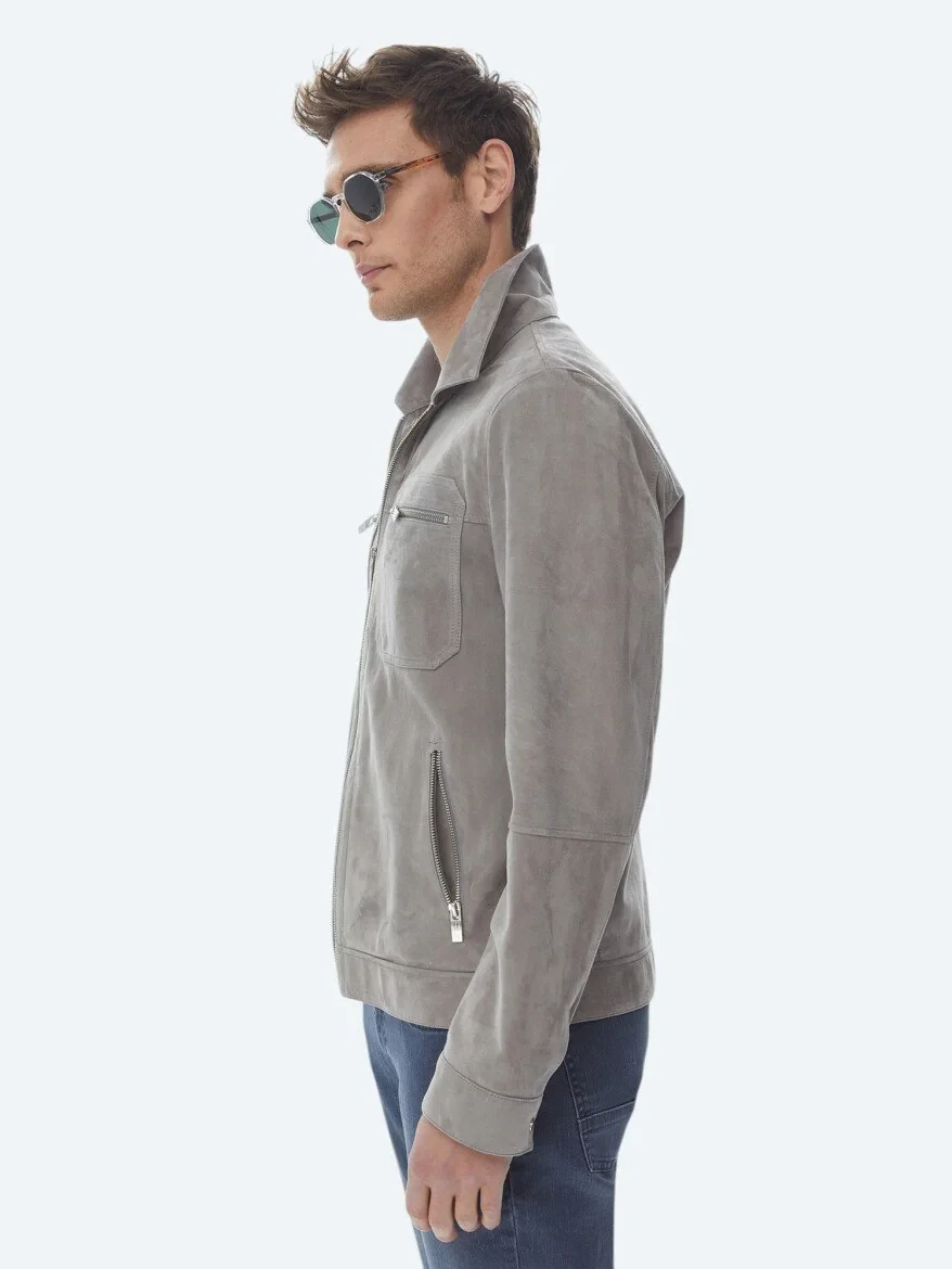 Grey Leather Coat - 5