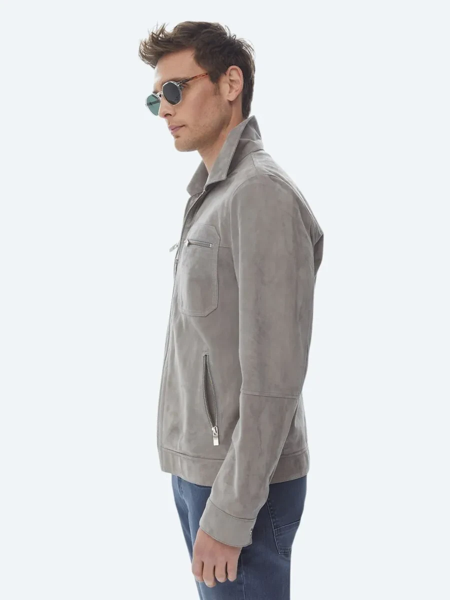 Grey Leather Coat - 5