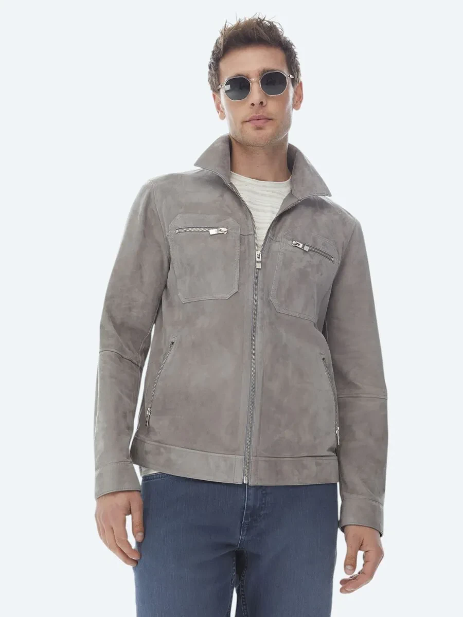 Grey Leather Coat - 6