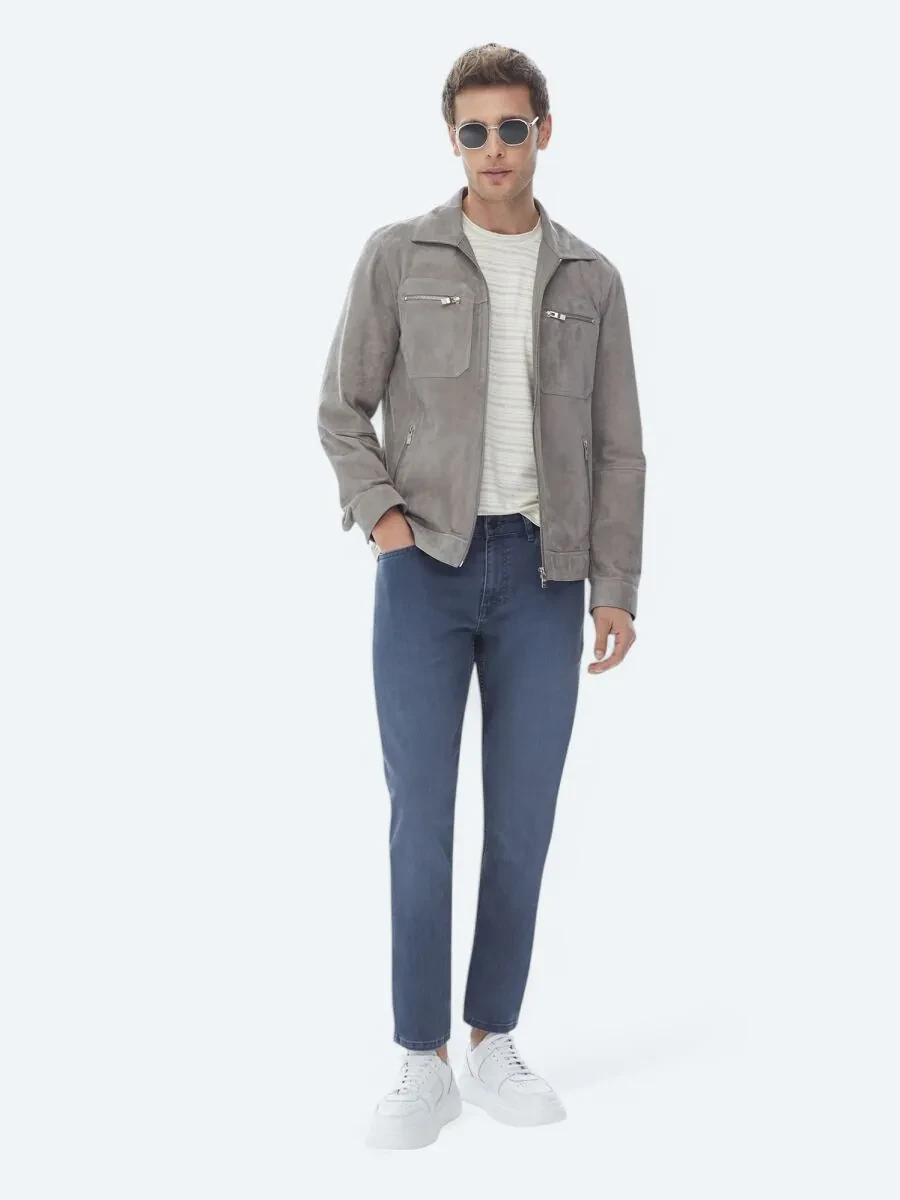 Grey Leather Coat - 7
