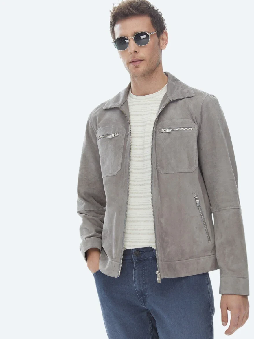 Grey Leather Coat - 8