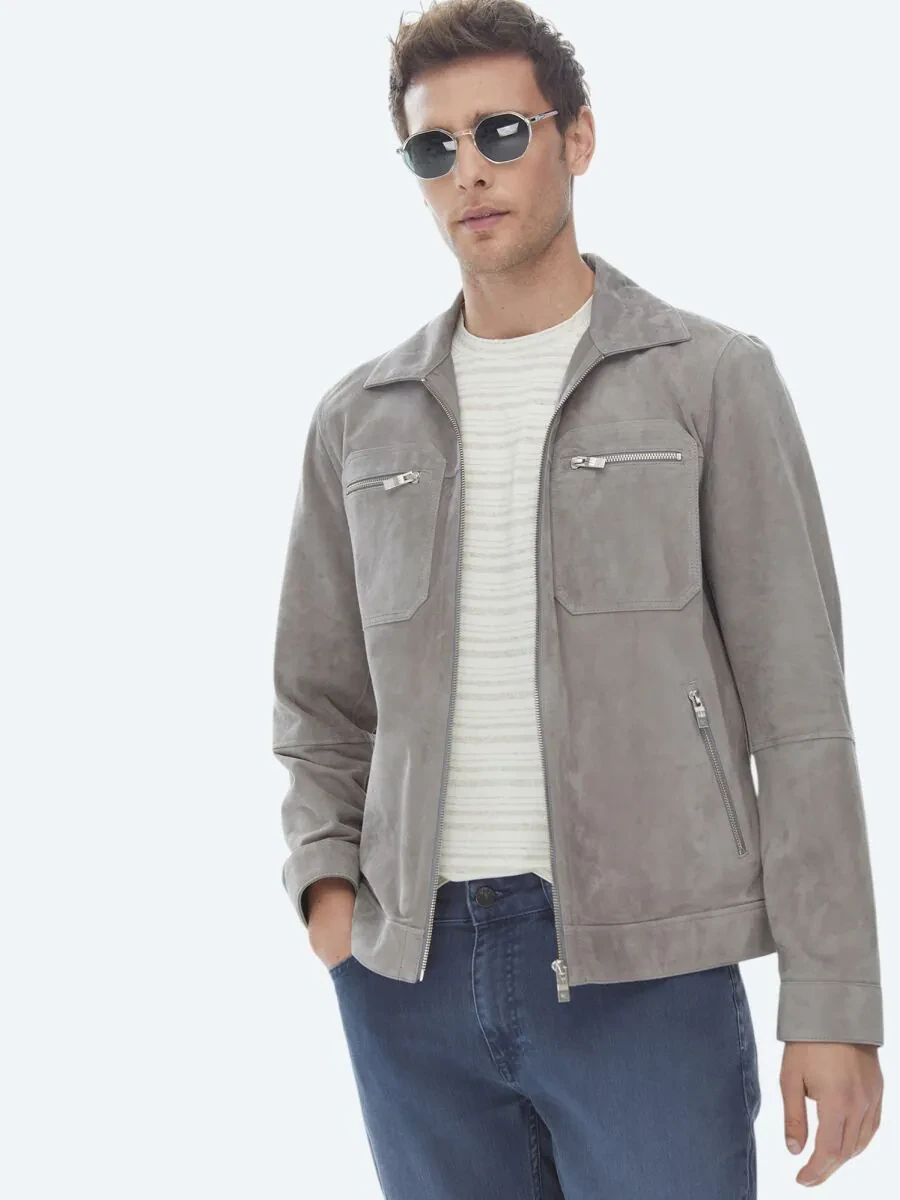 Grey Leather Coat - 8