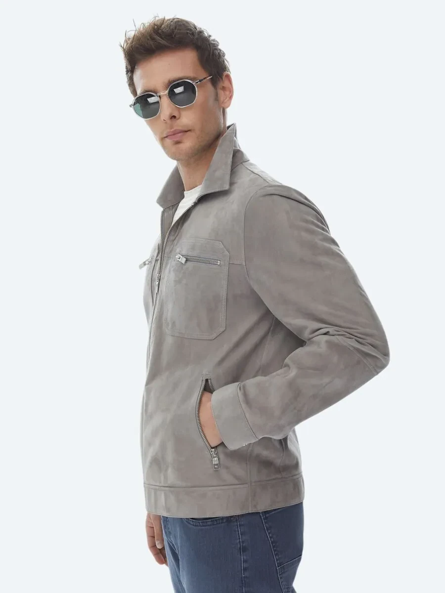 Grey Leather Coat - 9