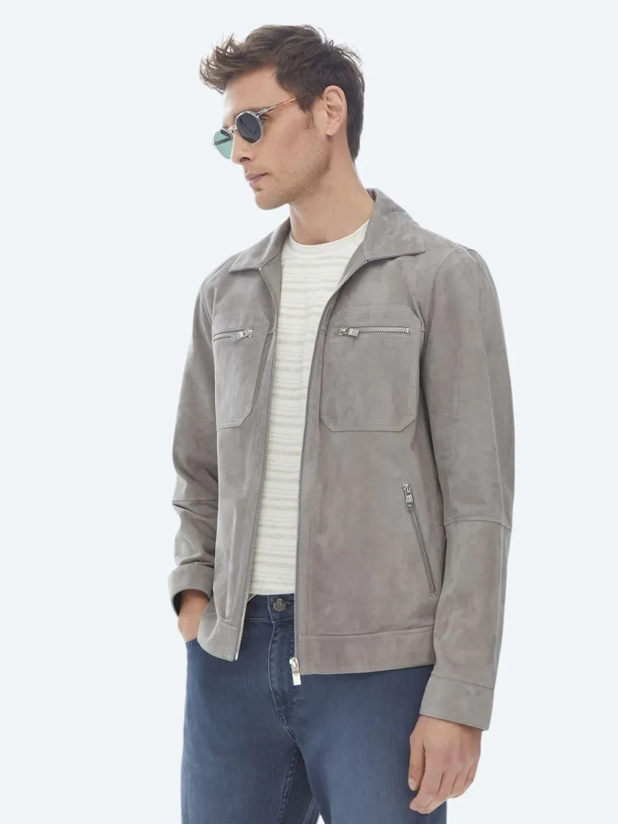 Grey Leather Coat - 10