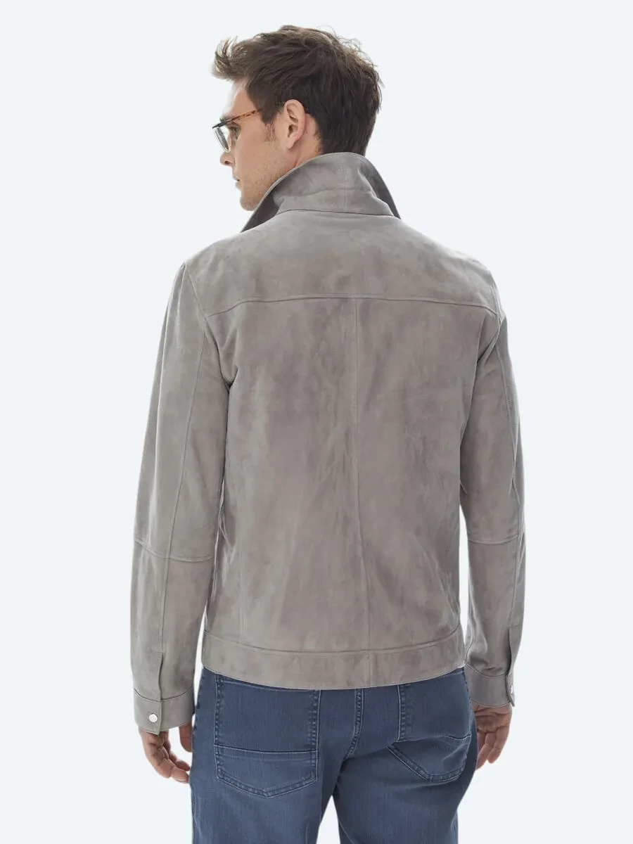 Grey Leather Coat - 12