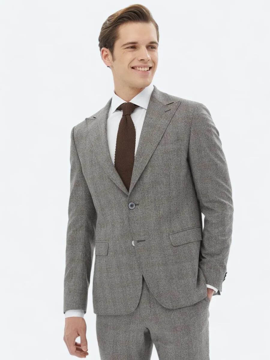 Grey Micro Modern Fit Suit - 1