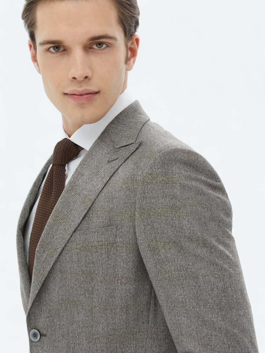Grey Micro Modern Fit Suit - 4