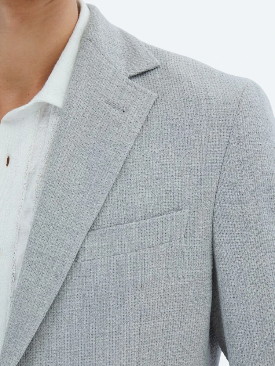 Grey Patterned Modern Fit Jacket - 5