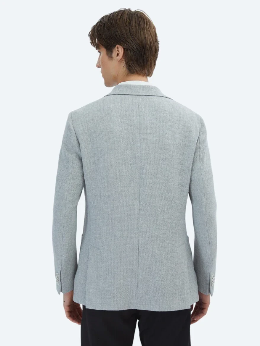 Grey Patterned Modern Fit Jacket - 6