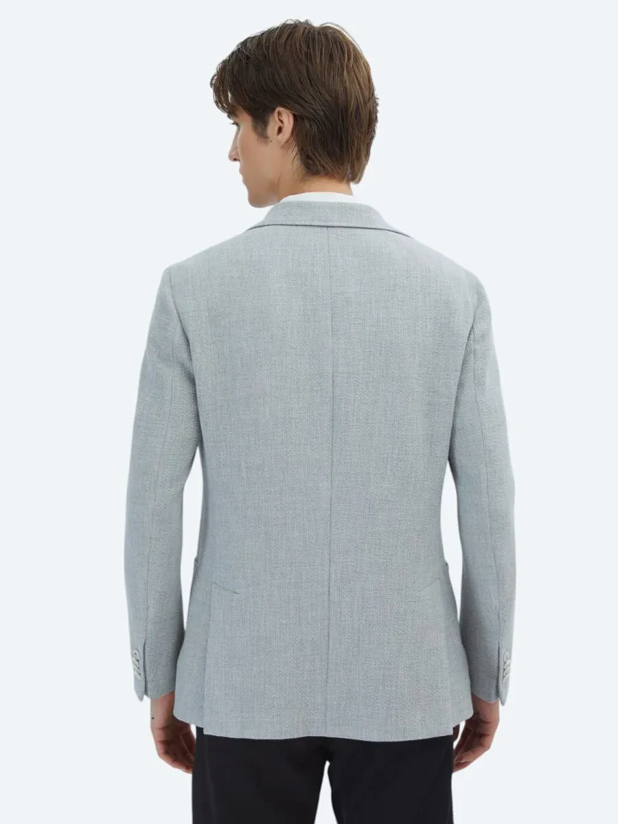 Grey Patterned Modern Fit Jacket - 6