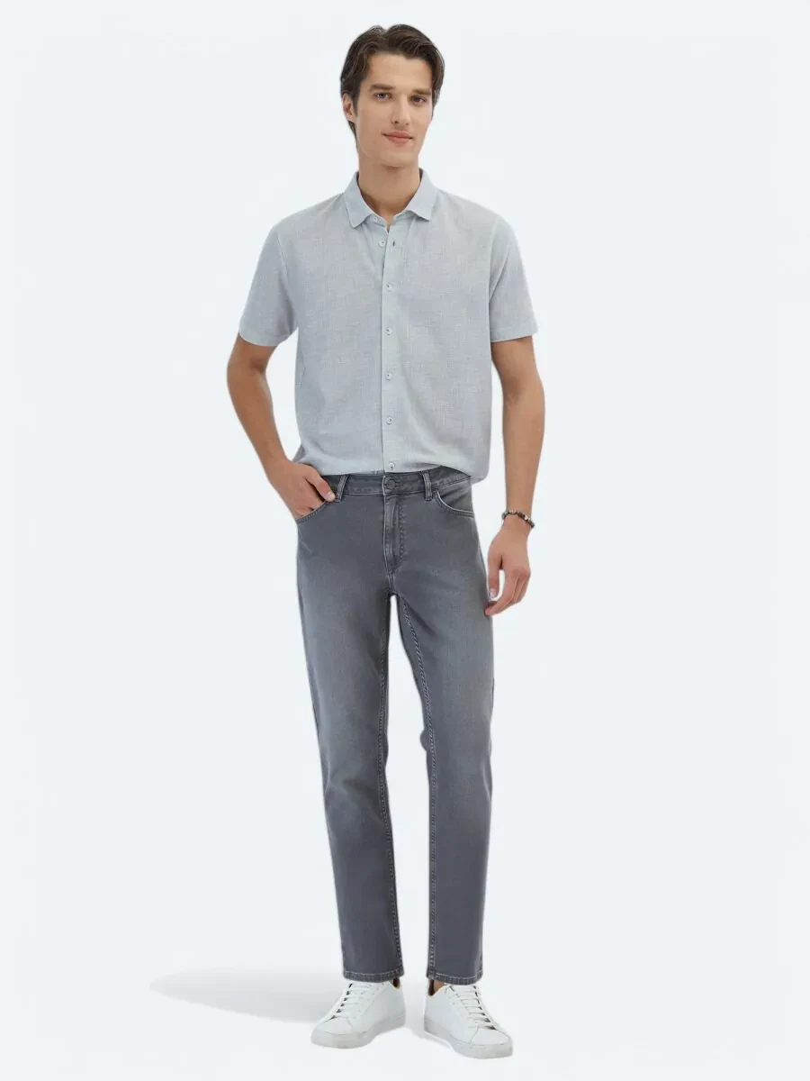 Grey Patterned Regular Fit Knitting Casual Shirt - 2