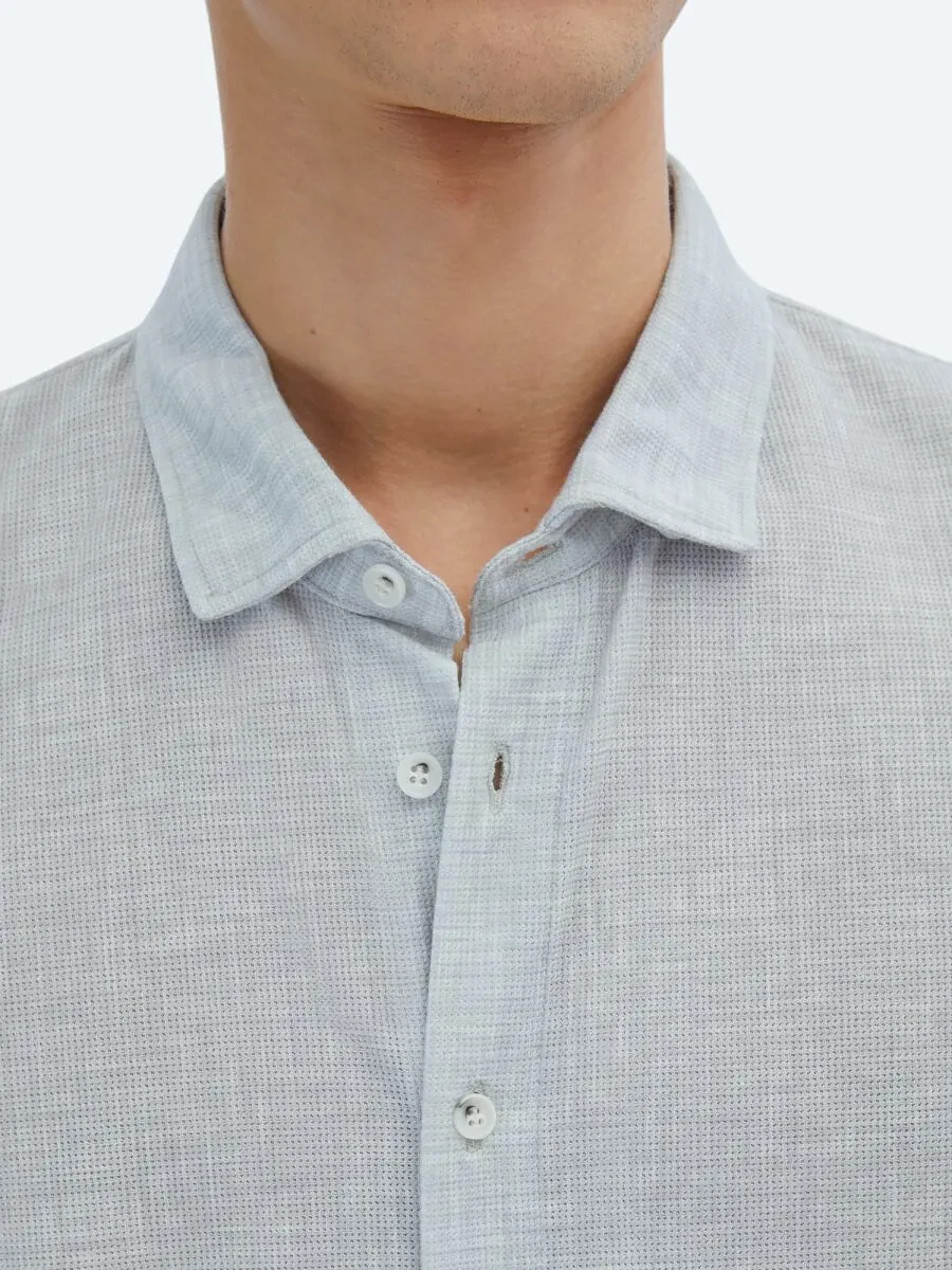 Grey Patterned Regular Fit Knitting Casual Shirt - 4