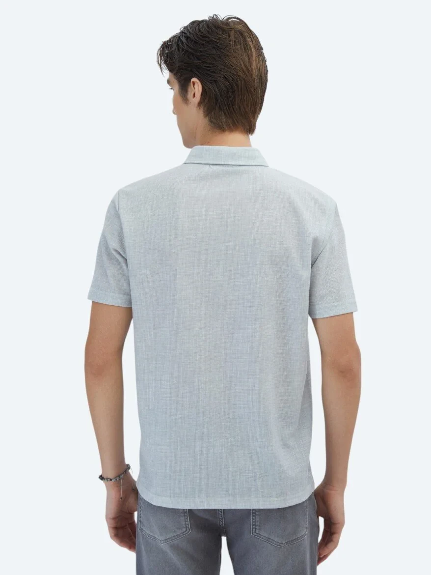 Grey Patterned Regular Fit Knitting Casual Shirt - 5