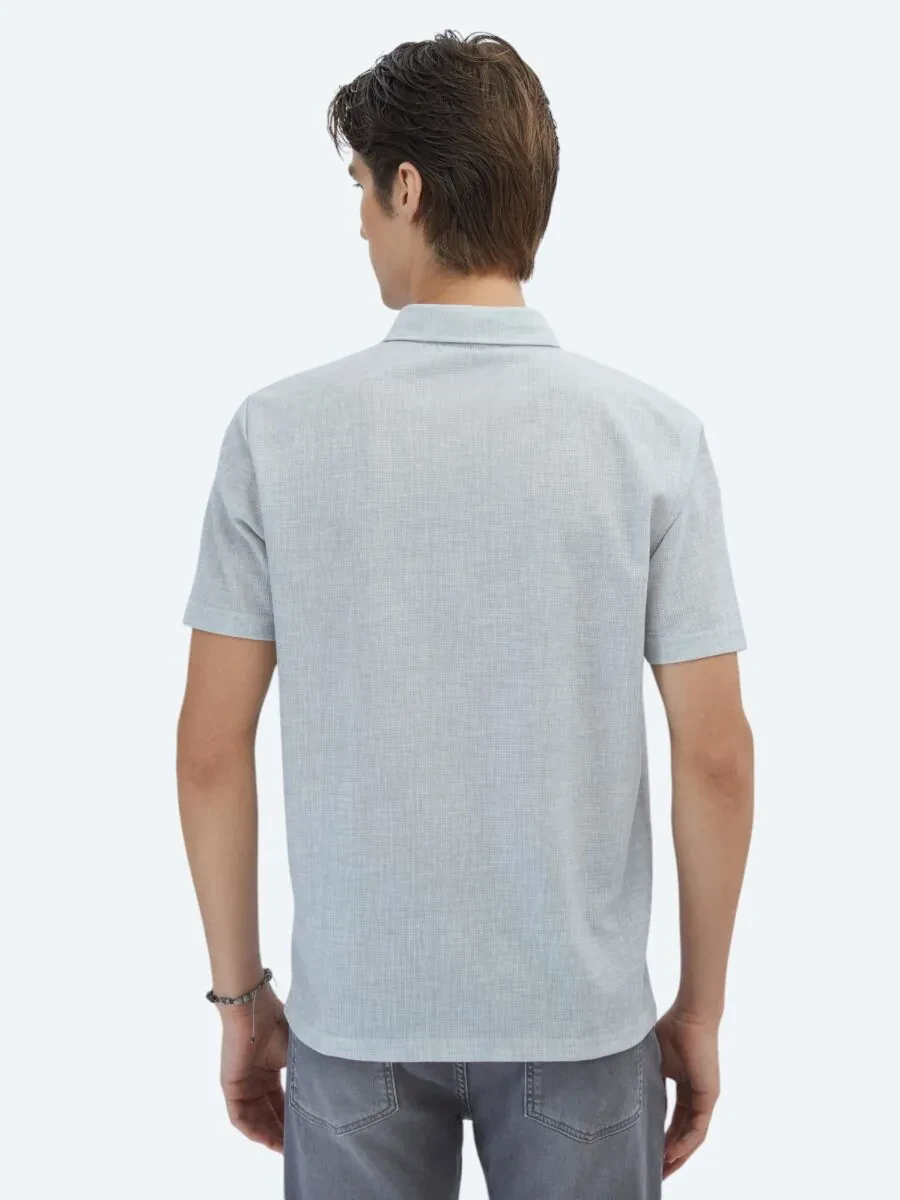 Grey Patterned Regular Fit Knitting Casual Shirt - 5